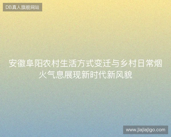安徽阜阳农村生活方式变迁与乡村日常烟火气息展现新时代新风貌